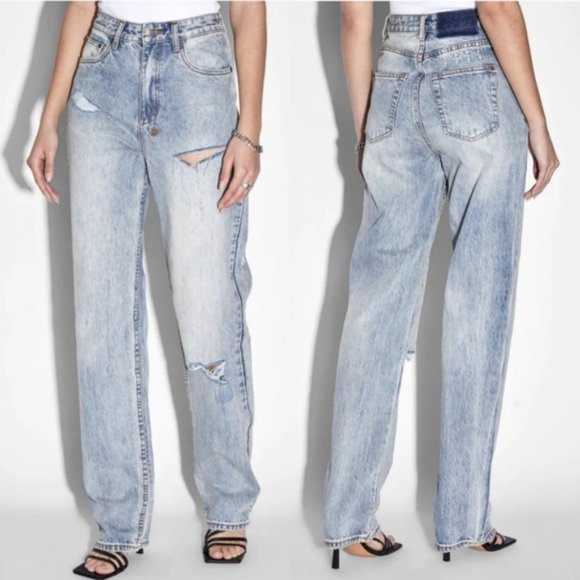 Ksubi Denim - Ksubi Playback distressed high rise relaxed fit straight leg jeans size 26